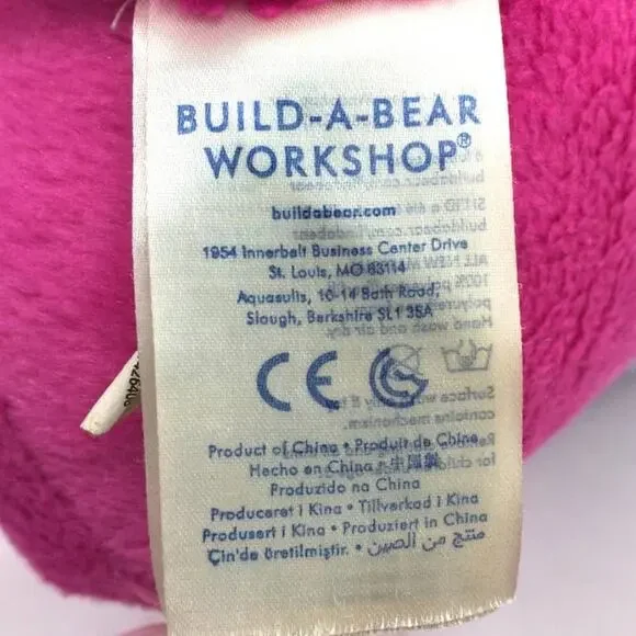 BUILD A BEAR Candy Hearts Pink Valentine Unicorn 19" Stuffed Plush Rainbow hair - Picture 9 of 11